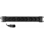 Getfort GF-9R30/IEC 1U 19 tuuman rack-PDU 9x IEC C13 pistorasialla, 16A, 3m kaapeli, musta