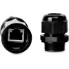 GETFORT Cat.5e RJ45 jatkoliitin, naaras-naaras, ulkokäyttöön, IP67, suojattu, musta