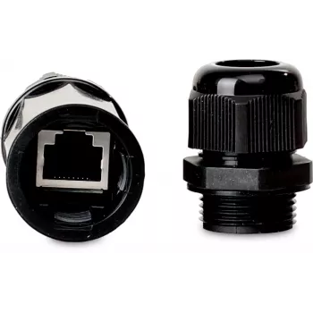 GETFORT Cat.5e RJ45 jatkoliitin, naaras-naaras, ulkokäyttöön, IP67, suojattu, musta