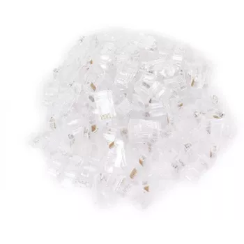 GETFORT RJ45 Cat.6 UTP läpivienti modulaarinen liitin 8P8C (100 kpl:n pakkaus) - läpinäkyvä