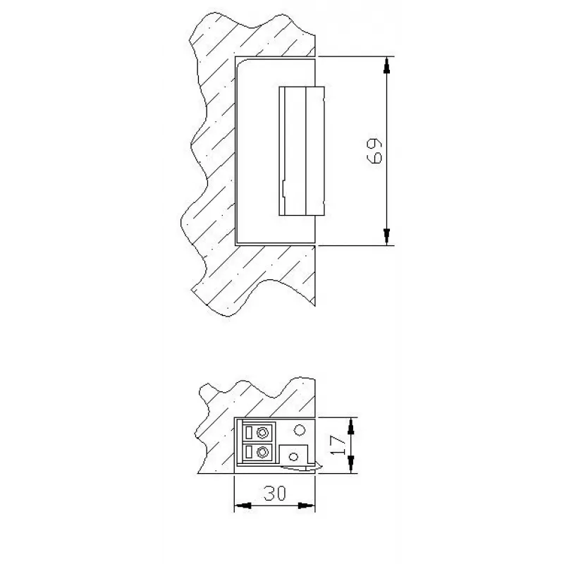 ELEKTRA-PLUS R5 symmetrinen kapea 16,5mm sähkölukonsalpa ilman lukitusta