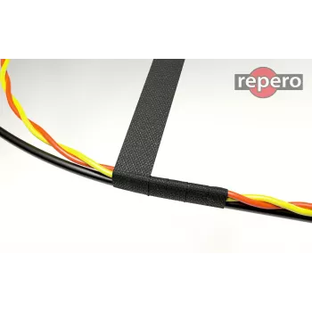 REPERO 734 kangas sähköeristysteippi, puuvilla, musta, 19mm x 25m