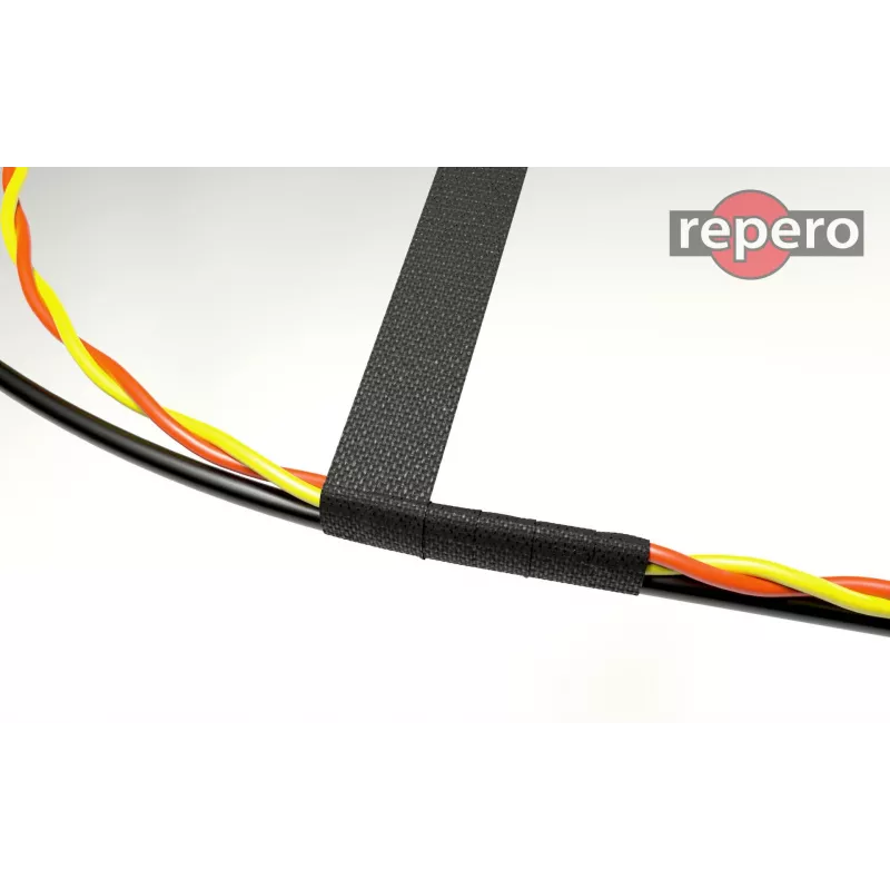 REPERO 734 kangas sähköeristysteippi, puuvilla, musta, 19mm x 25m