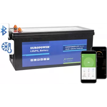 EUROPOWER LFP 12.8V 280Ah LiFePO4 akku Bluetoothilla ja lämpömatolla
