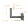 CORAB USL-48/250AL kulma-seinäteline 48mm mastolle, 250mm ulottuma, alumiini, hopea