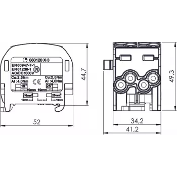 SIMET SCB 25-2 haaroitusjakoliitin Al/Cu, sininen, 81505003