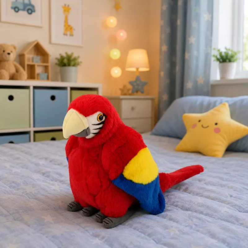 LEAN TOYS pehmopapukaija ara eksoottinen lintu maskotti pehmolelu punainen 24 cm