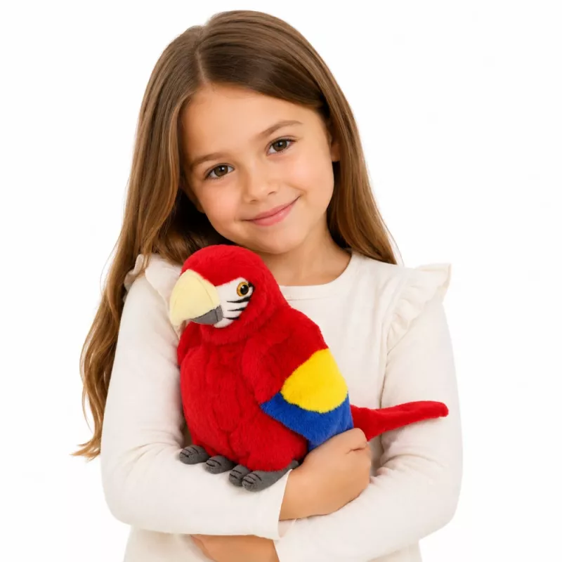 LEAN TOYS pehmopapukaija ara eksoottinen lintu maskotti pehmolelu punainen 24 cm