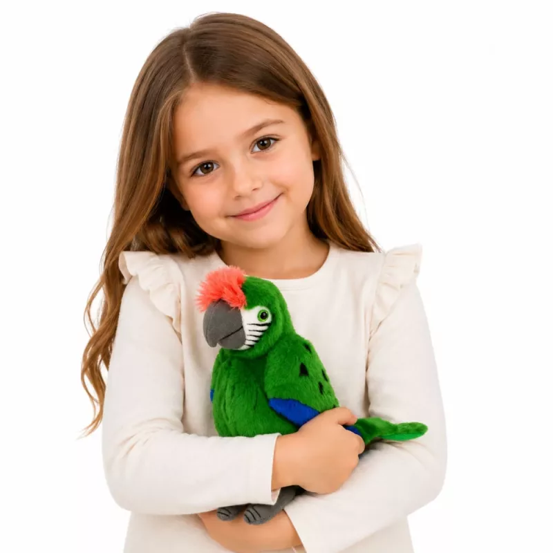 LEAN TOYS pehmopapukaija ara eksoottinen lintu maskotti pehmolelu vihreä 24 cm