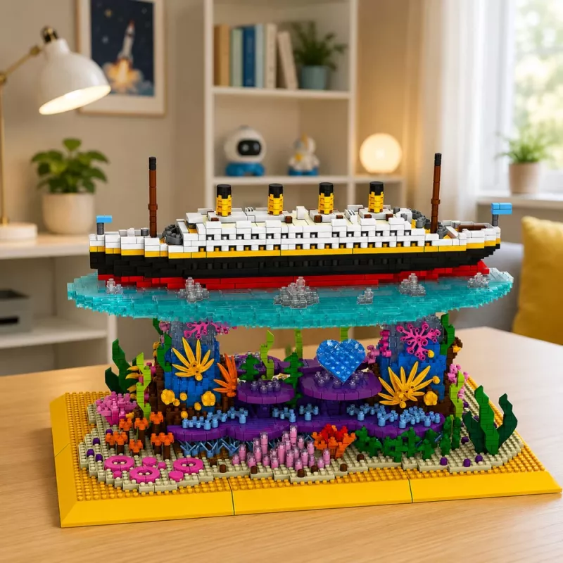 LEAN TOYS rakennuspalikat Titanic-laiva koralliriutalla 3892 osaa