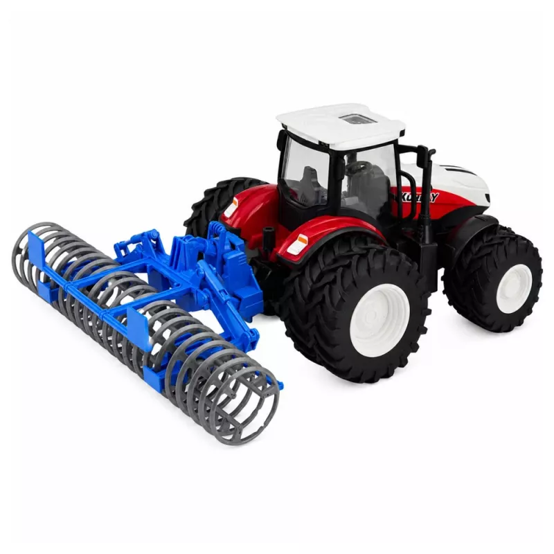 LEAN TOYS kauko-ohjattava traktori jyrällä RC valot punainen 1:24