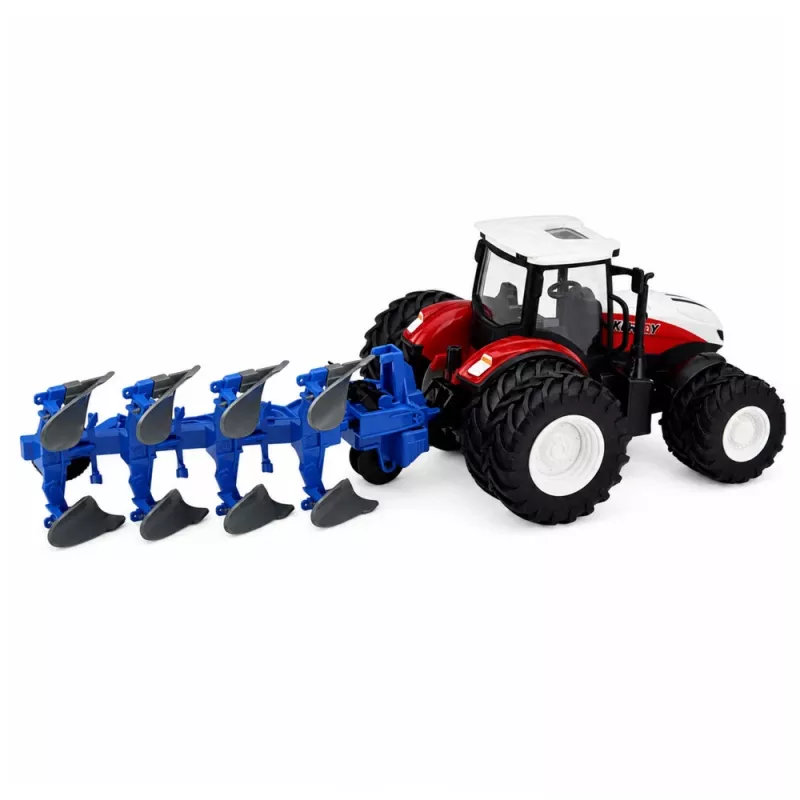 LEAN TOYS RC-kauko-ohjattava traktori kaksiaurauksella punainen 1:24
