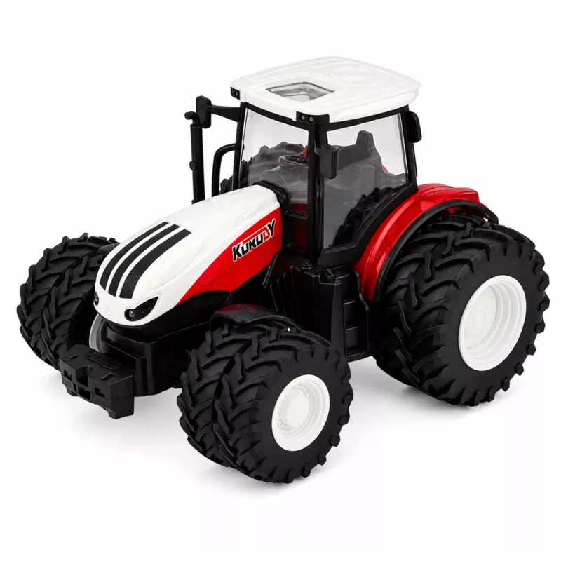 LEAN TOYS kauko-ohjattava RC traktori perävaunulla ja lehmäfiguurilla 1:24