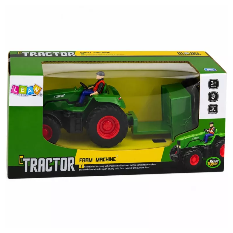 LEAN TOYS kauko-ohjattava RC-maataloustraktori perävaunulla Farmer 1:24