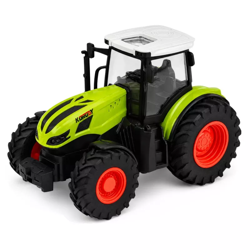 LEAN TOYS kauko-ohjattava RC-traktori heinäpaaliperävaunulla ja valaistuksella 1:24