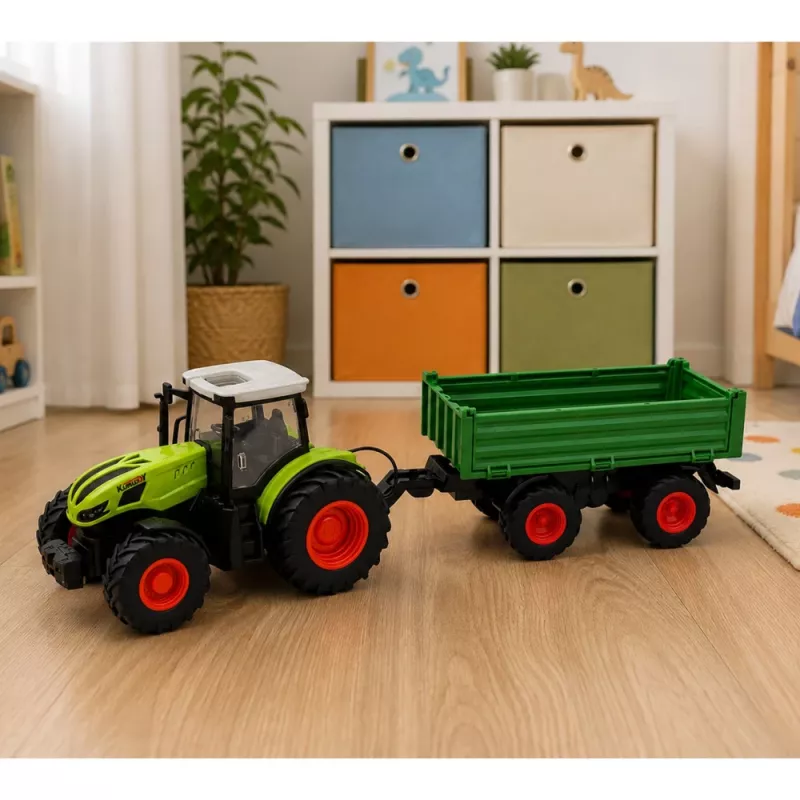 LEAN TOYS RC-maataloustraktori kippiperävaunulla vihreä 1:24