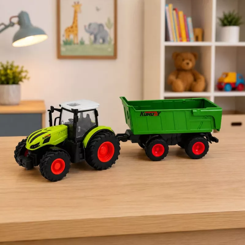 LEAN TOYS RC-maataloustraktori kippiperävaunulla ja valaistuksella 1:24