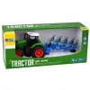 LEAN TOYS maataloustraktori kaksisiipisellä auralla, kumirenkaat, vihreä, 1:24
