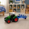LEAN TOYS maataloustraktori kaksisiipisellä auralla, kumirenkaat, vihreä, 1:24