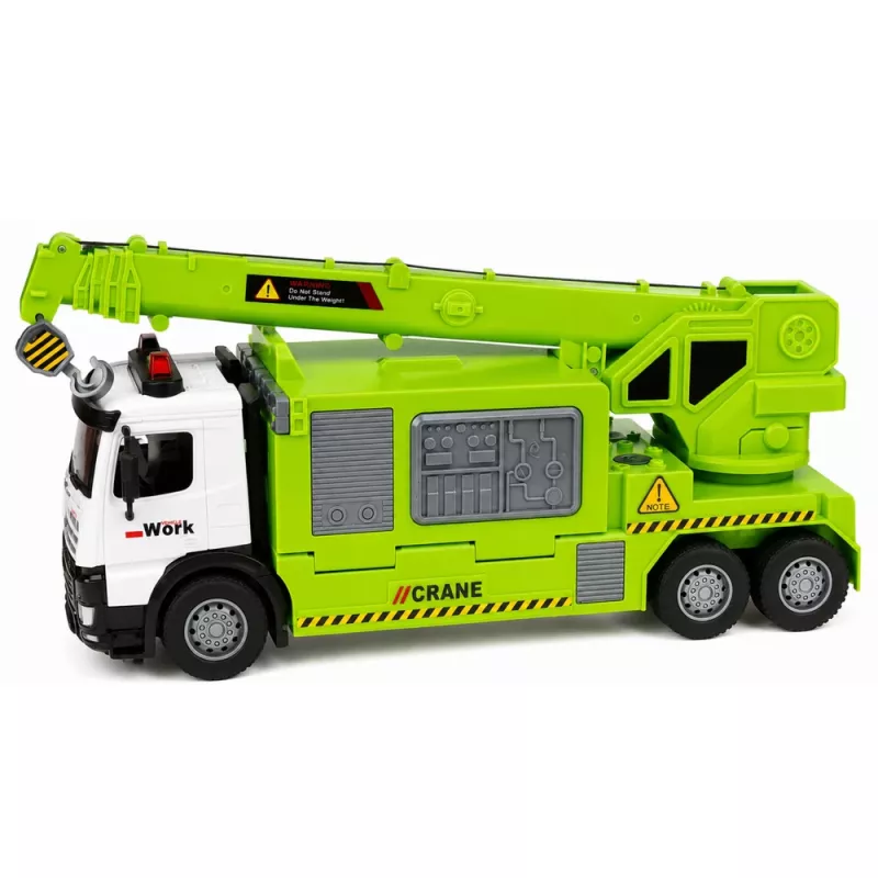 LEAN TOYS kuorma-auto nosturilla ja ajoneuvokuljettimella valo ääni vihreä