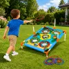 LEAN TOYS 4-in-1 tarkkuusheittopeli laudalla, pusseilla, renkailla, frisbeellä