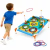 LEAN TOYS 4-in-1 tarkkuusheittopeli laudalla, pusseilla, renkailla, frisbeellä