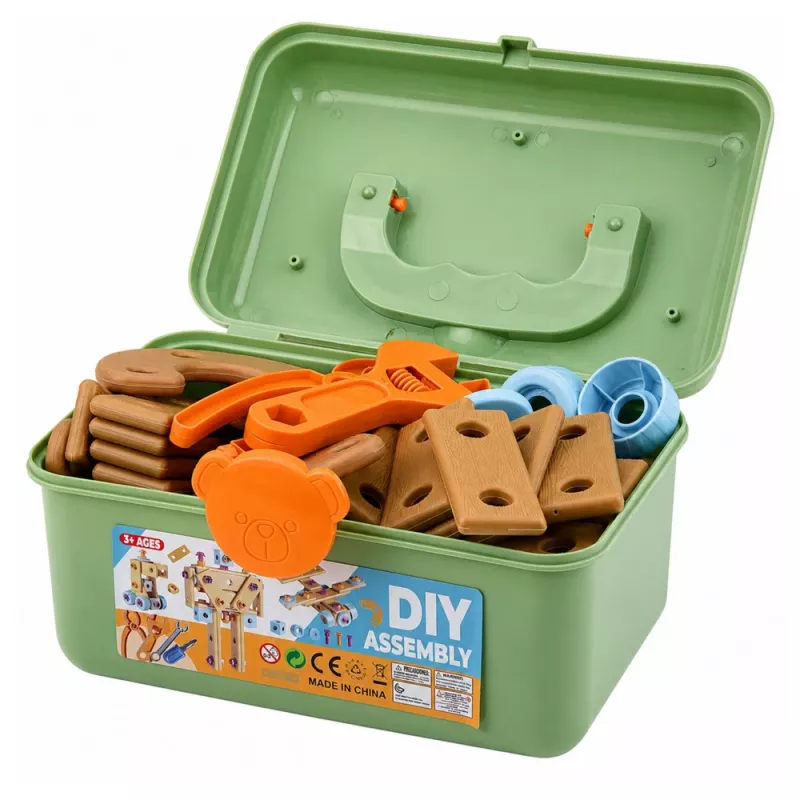 LEAN TOYS ruuvimeisseli-rakennussarja palikoilla salkussa, 190 osaa
