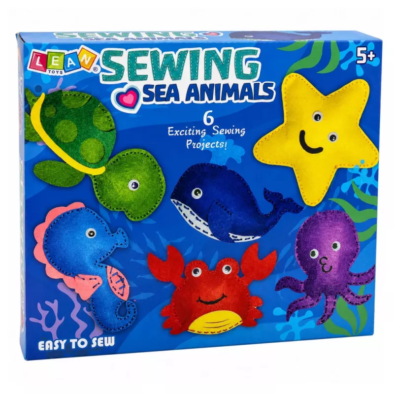 LEAN TOYS luova setti pehmoeläinten ompeluun huopa DIY merieläimet 6 kpl