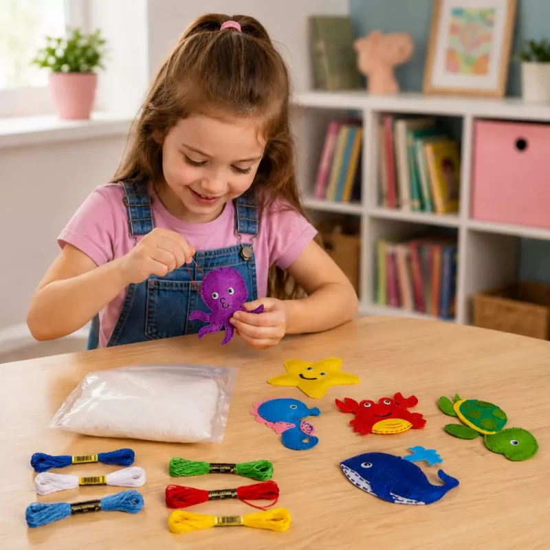 LEAN TOYS luova setti pehmoeläinten ompeluun huopa DIY merieläimet 6 kpl