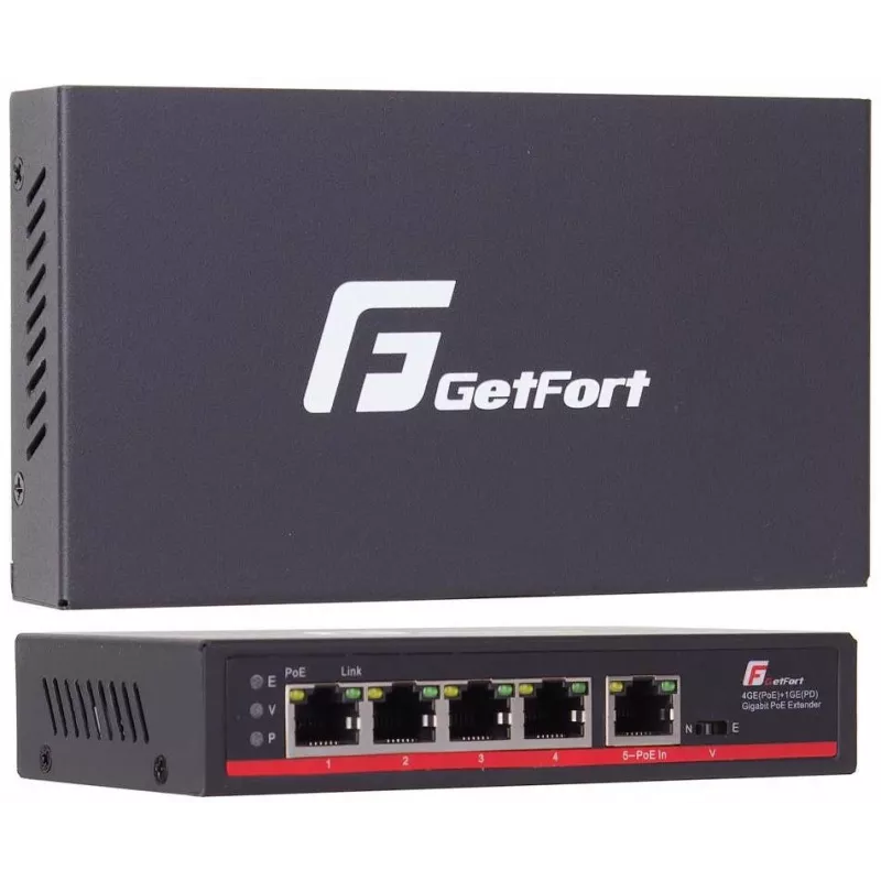GETFORT GF-105-4PG-PD-90 PoE-kytkin 4 GE + 1 GE 90W (PoE-In)
