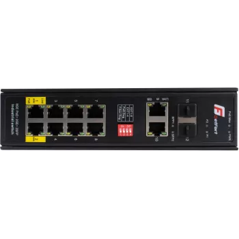 GETFORT GF-110-8PG-2G-2S teollisuus-PoE+ -kytkin, 8x PoE+ Gigabit + 2x Gigabit + 2x SFP, -40 °C–80 °C