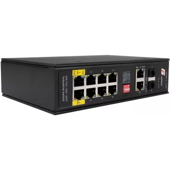 GETFORT GF-110-8PG-2G-2S teollisuus-PoE+ -kytkin, 8x PoE+ Gigabit + 2x Gigabit + 2x SFP, -40 °C–80 °C