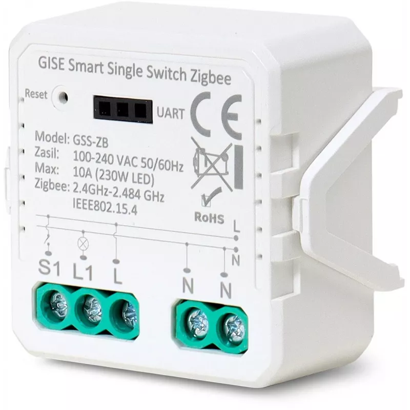 GISE älykäs yksirelemoduuli (ei nollajohdinta) Zigbee Tuya GSS-ZB-NN