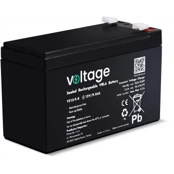 VOLTAGE AGM -akku 12V 9Ah VE12-9.0 (6–9 vuoden käyttöikä)