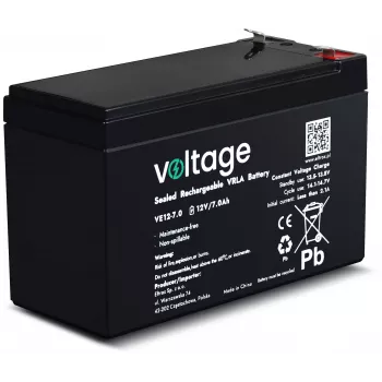 VOLTAGE AGM -akku 12V 7Ah VE12-7.0 (6–9 vuoden käyttöikä)