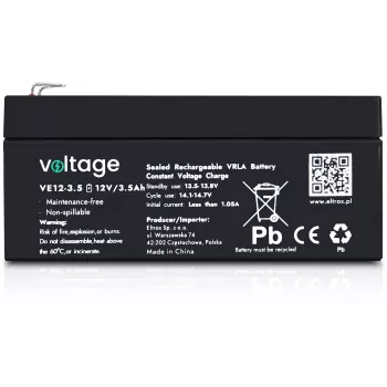 VOLTAGE AGM -akku 12V 3,5Ah VE12-3.5 (6–9 vuoden käyttöikä)