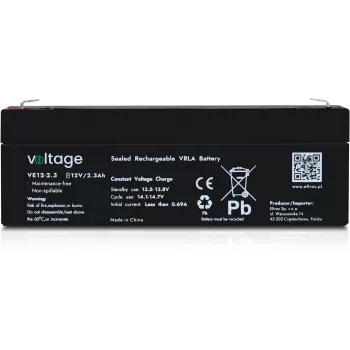 VOLTAGE AGM -akku 12V 2,3Ah VE12-2.3 (6–9 vuoden käyttöikä)
