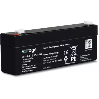 VOLTAGE AGM -akku 12V 2,3Ah VE12-2.3 (6–9 vuoden käyttöikä)