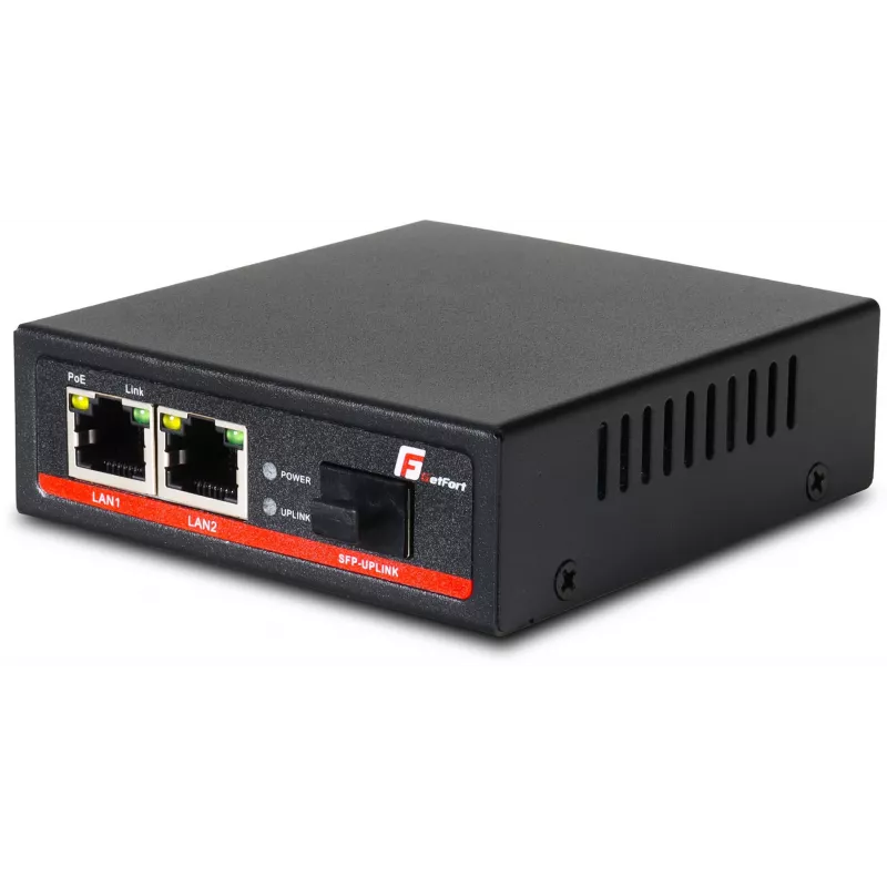 GETFORT GF-102-2PG-S-65 PoE+-mediakonvertteri 2-porttinen Gigabit Ethernet SFP RJ-45 1000Mbps