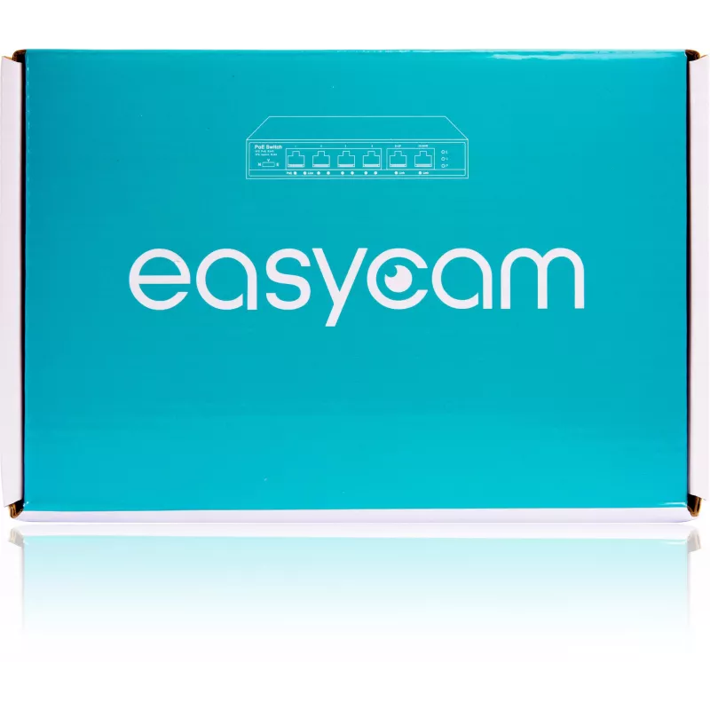 EasyCam EC-POE-SW42 6-porttinen PoE-kytkin (4 PoE + 2 uplink) 60W