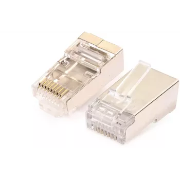 GETFORT RJ45 Cat.6 suojattu liitin 8P8C johdatusohjaimella (100 kpl)