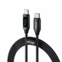 USB-C–USB-C-kaapeli Voltage PowerDisplay 100W PD 1m musta