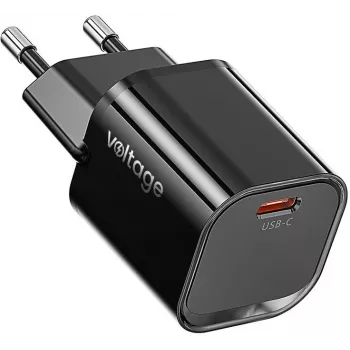 Voltage GaN-laturi Mini 20W PD 3.0 QC 3.0 USB-C musta