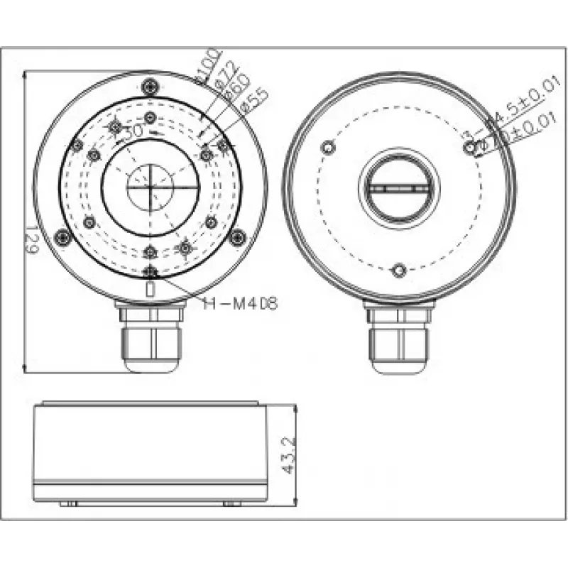 MITON MT-P1280 pinta-asennettava jakorasia, IP54, harmaa (RAL 7035), 128x80x50 mm