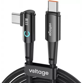 Voltage PowerAngle USB-C–USB-C-kaapeli 100W PD 100cm musta