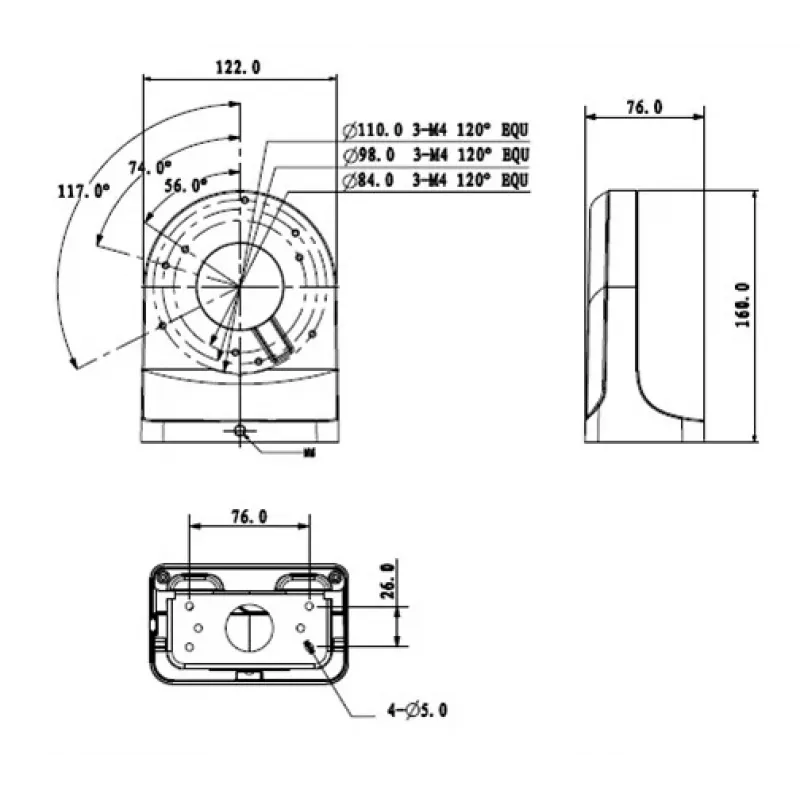 MITON MT-P203-B jakorasia, pinta-asennus, ABS, harmaa, IP44, 80x80x40mm