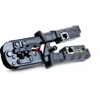 Getfort verkkokaapelin puristustyökalu 8P8C/RJ-45, 6P6C/RJ-12, 6P4C/RJ-11 integroidulla testerillä