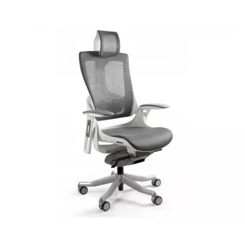 UNIQUE Wau 2 NW41 ergonominen toimistotuoli, hiilenmusta/valkoinen verkko