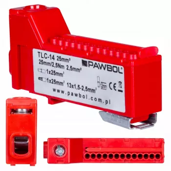 PAWBOL LZB E.4136CZ ruuviton riviliitin 12-napainen punainen 450V 24A