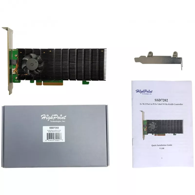 HighPoint SSD7202 NVMe RAID -tallennuskontrolleri